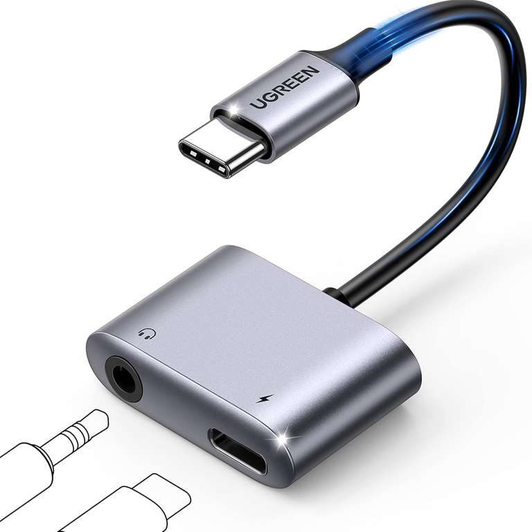 UGREEN USB C to 3.5mm Jack and Charger Adapter DAC PD 60W Fast Charge Aux Headphone Splitter - Sold by UGREEN Group LTD/ FBA