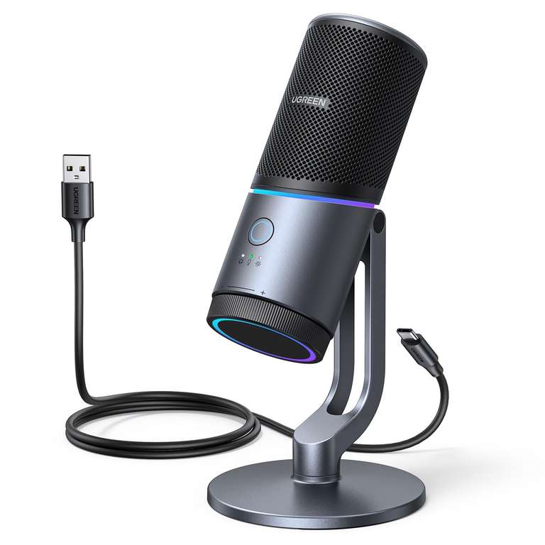 UGREEN USB Microphone 24bit/96KHz RGB Gaming Mic with Noise Reduction - Sold by UGREEN GROUP LIMITED UK FBA