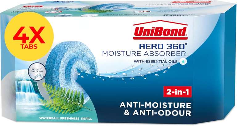 UniBond AERO 360° Moisture Absorber Waterfall Freshness Refill Tab (4 x 450g)
