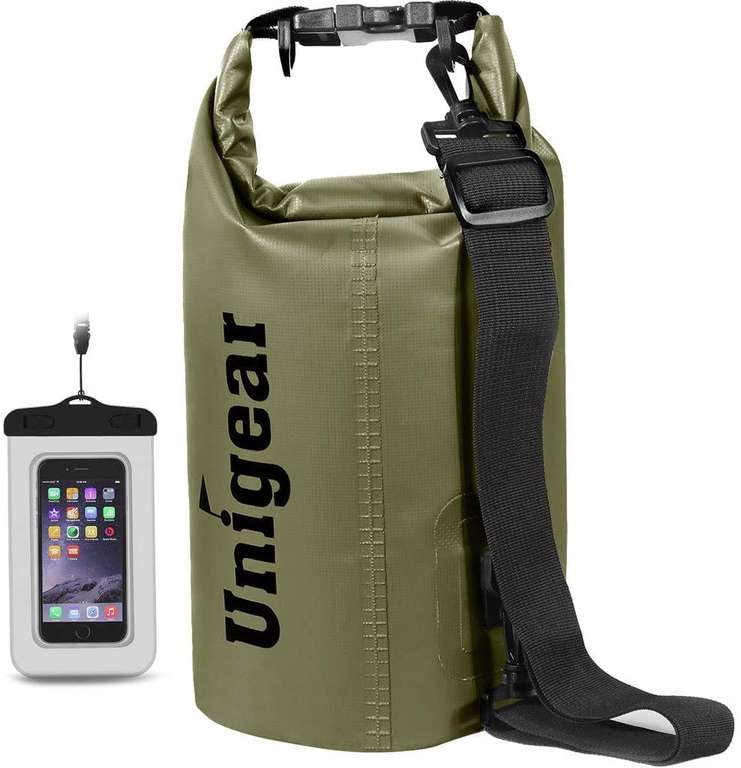 Unigear Waterproof Dry Bag 2L w/ Phone Pouch for Swimming | Roll-top Waterproof, Green - Sold & Shipped by Never Accept Just Average Shop