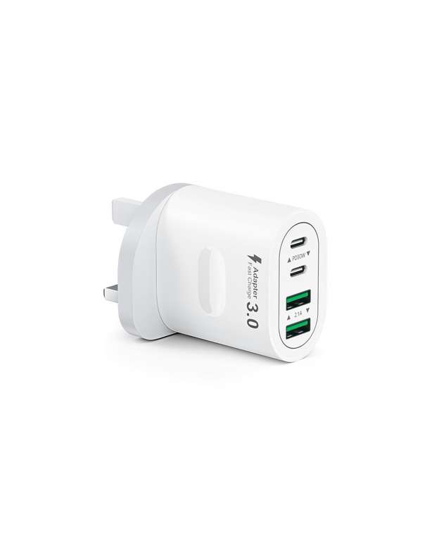 USB C Plug Fast Charge, 50W 6-Port Multi USB Charger Plug UK, 30W PD/PPS + 20W QC Power Adapter - Sold by Zuiaitutu / FBA