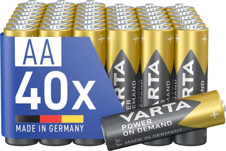VARTA Batteries AA, Pack of 40, Power on Demand, Alkaline, 1.5 V