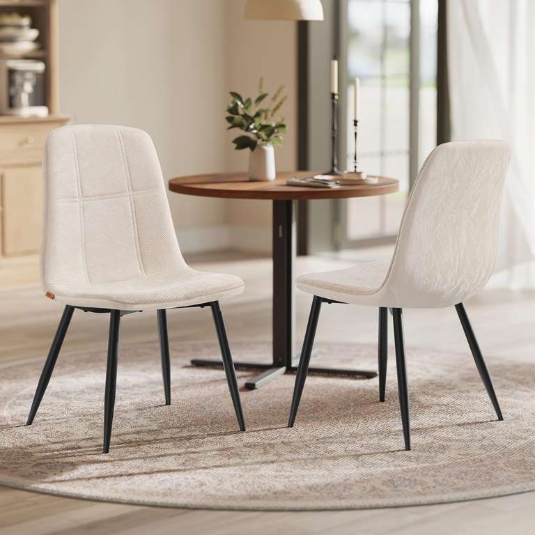 VASAGLE Dining Chairs Set of 2 Cream White