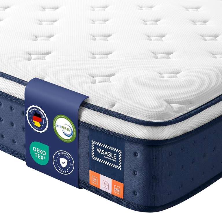 Vasagle Hybrid Mattress with Pocket Springs & Gel Memory Foam (Single £67.99 / Double £80.55) (Prime Exclusive)