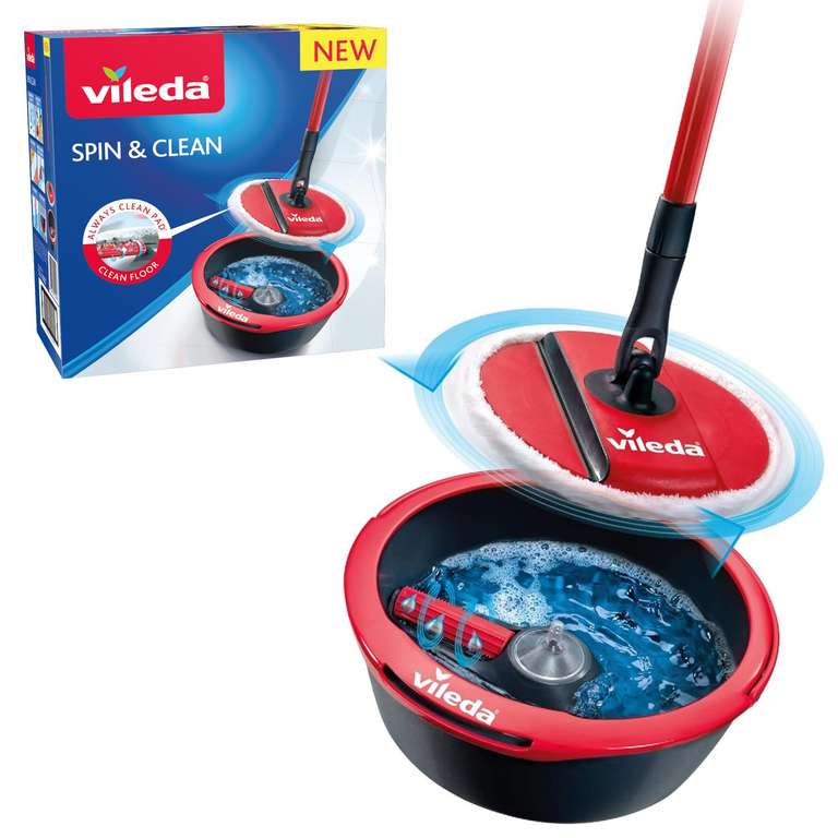 Vileda Spin & Clean Spin Mop and Bucket Set with 360° Spinning Mop Head