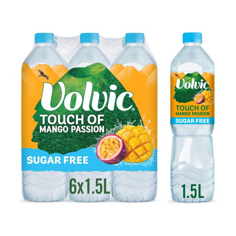 Volvic Touch of Fruit Mango & Passion Fruit Sugar Free Still Flavoured Water Multipack 6x1.5L