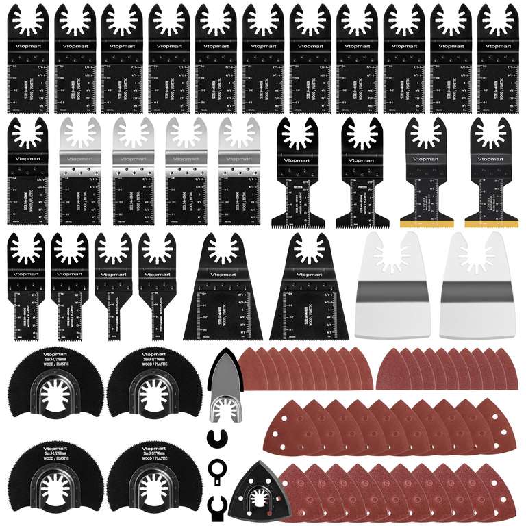 Vtopmart 114 Pcs Oscillating Tool Accessories Kit with Sandpaper Pads - Sold by YiHong Vision FBA