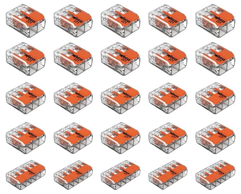 Wago 2 Port (10) 3 Port (10) 5 Port (5) 221 Splicing Connector, Lever All Wire 12-24 AWG, ‎Pack of 25, Sold by The Light Bulb Shop (FBA)