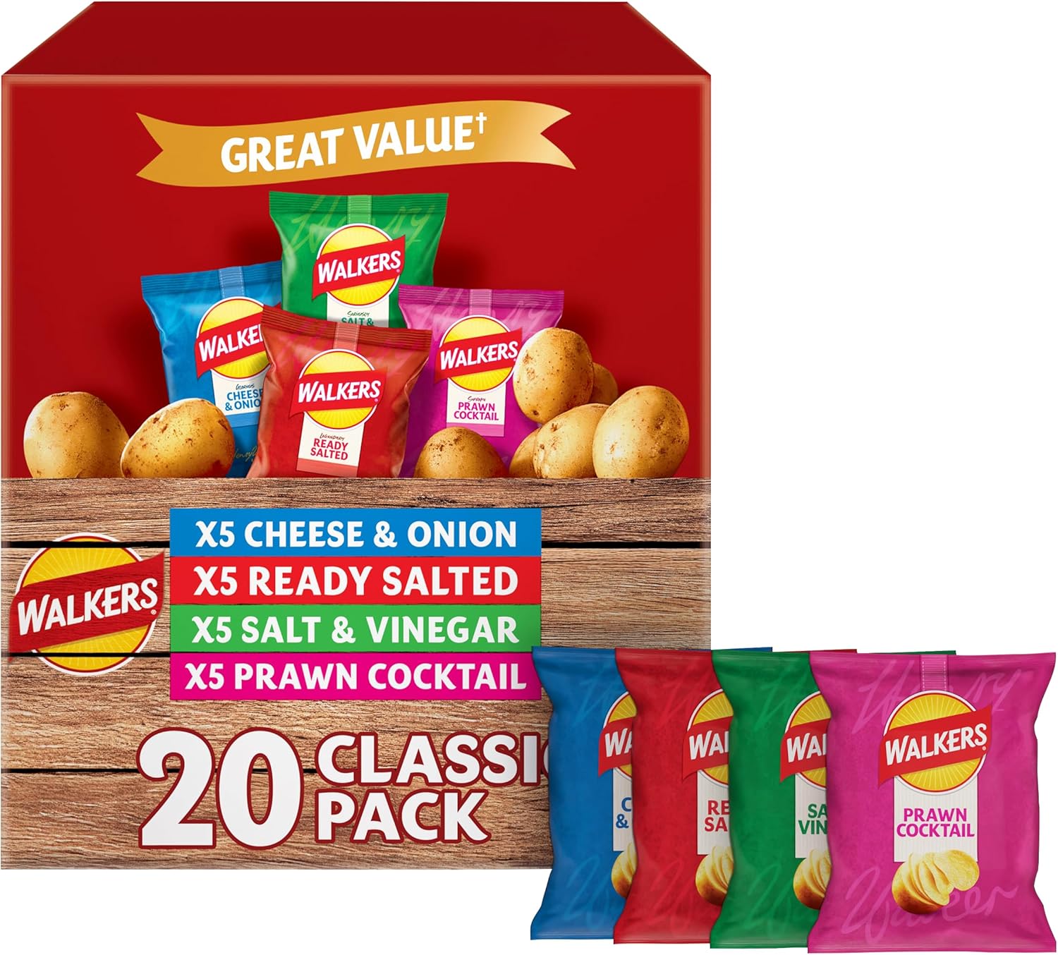 Walkers Classic / Meaty Variety Multipack Crisps Box 20 x 25g - Sold/Shipped by Morrisons - Minimum £25 Spend to Checkout