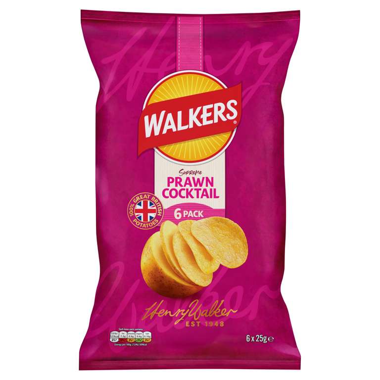 Walkers Prawn Cocktail Multipack Crisps 6 x 25g