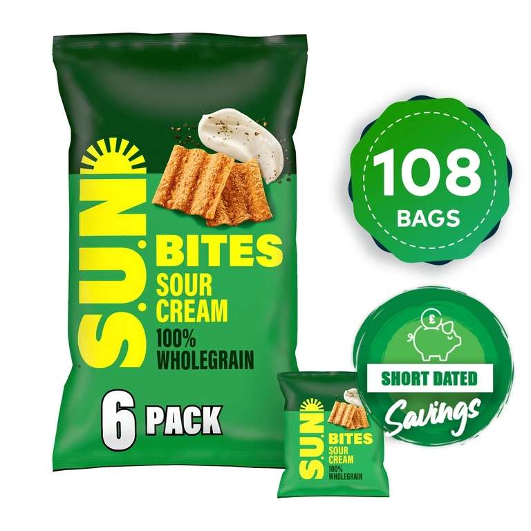 Walkers Sunbites Snacks Sour Cream Multipack Crisps 108 x 25g - BBE: 08/08/26 - Sold by Walkers Crisps Official Store (UK Mainland)