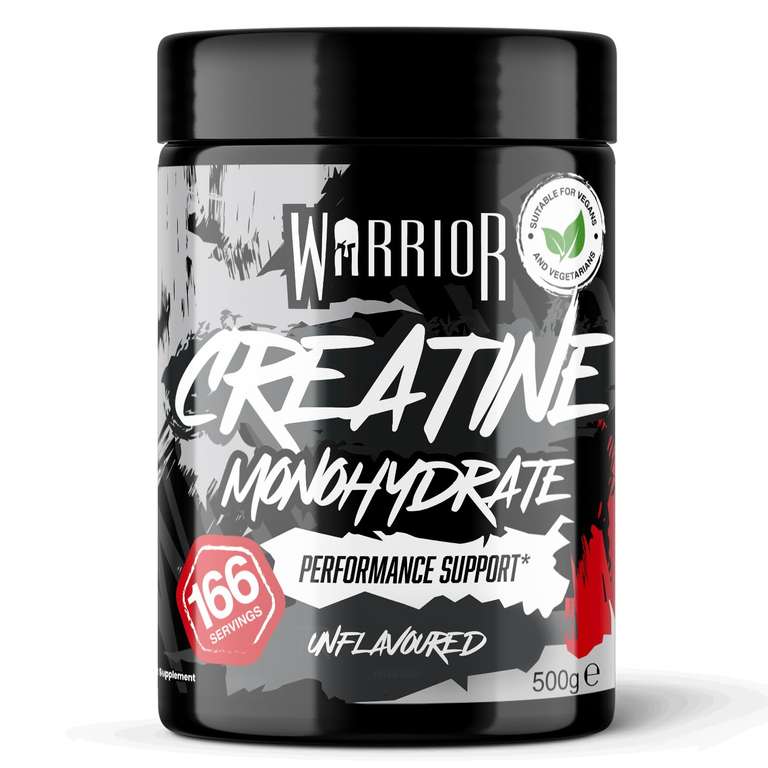 Warrior Creatine Monohydrate Powder 300g (90 Servings) – Pure Micronised Creatine Powder Supplement for Men & Women, 10%:Voucher S & S