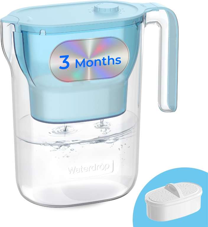 Waterdrop Water Filter Jug, NSF Certified 2.5L Water Filter Jug with 1×90 Days Filter - Blue or white - Sold by Waterdrop direct / FBA