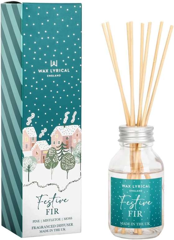 Wax Lyrical Reed Diffuser Home Fragrance - Festive Fir, 100ml - Pine, Mistletoe and Moss Scents (£1.83 S&S)