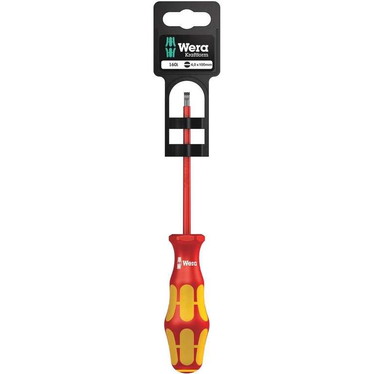 Wera 05100003001 0.8 x 4 x 100 mm "160i SBVDE" Insulated Screwdriver for Slotted Screws