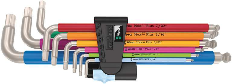 Wera 3950/9 Hex-Plus Multicolour Imperial Stainless 1, L-Key Set, Imperial, Stainless Steel, 9 Pieces