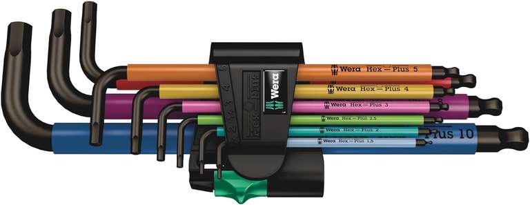 Wera 950 SPKL/9 SM N SB Multicolour BlackLaser Allen L-Key Set, 9pc, Metric, 1.5-10mm, 05073593001