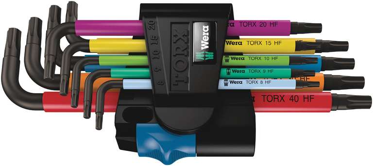Wera 967/9 TORX Multicolour Holding Function L-Key Set of 9 (TX8-TX40) - Prime Day Deal