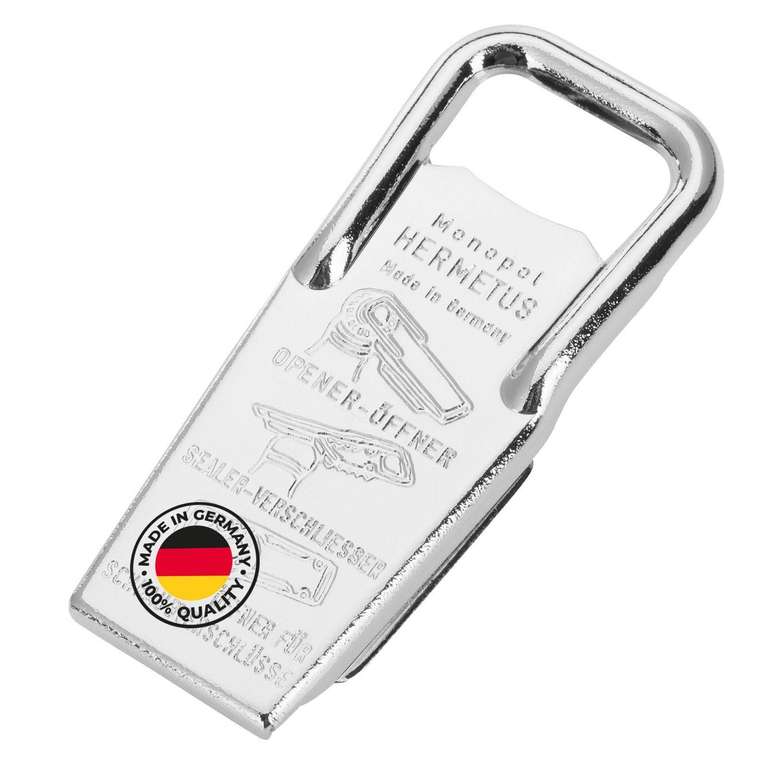 Westmark Bottle Opener and Sealer, Screw Cap Opener, 3-in-1, Steel/Rubber, 8.6 x 3.7 x 1.5 cm, Hermetus, Silver/Red