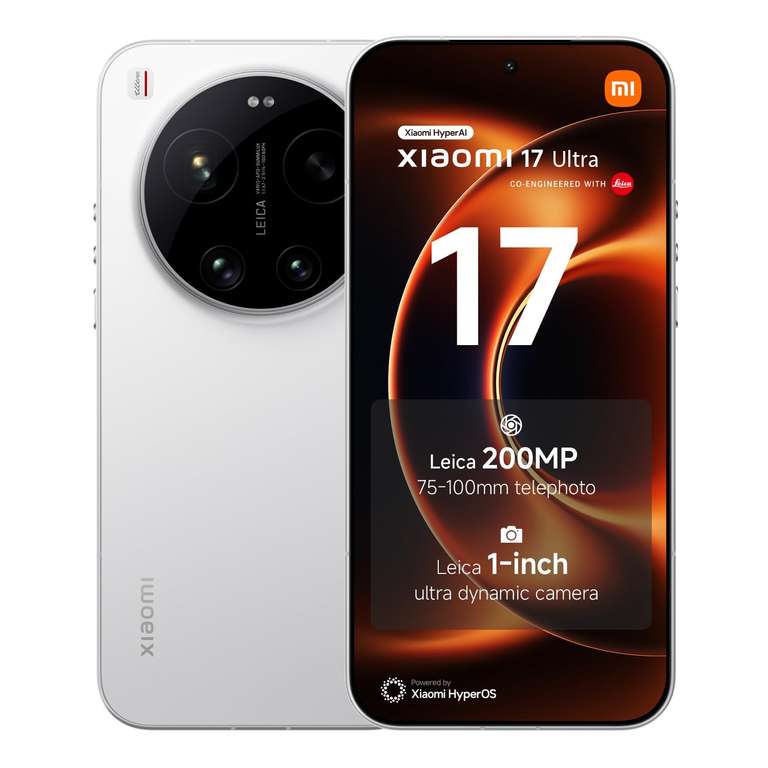 XIAOMI 17 Ultra, Smartphone 16+1024 GB, Leica 200MP 75–100mm Telephoto, LOFIC HDR Techonology, HyperAI, White, Manufacturer warranty 2 years