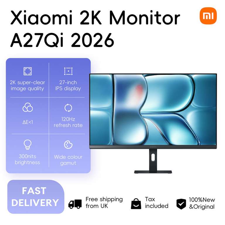Xiaomi 2K Monitor A27Qi 2026, Mijia 27" IPS 2K 120Hz High Quality 2560x1440 with code - Xiaomi Tech World Store