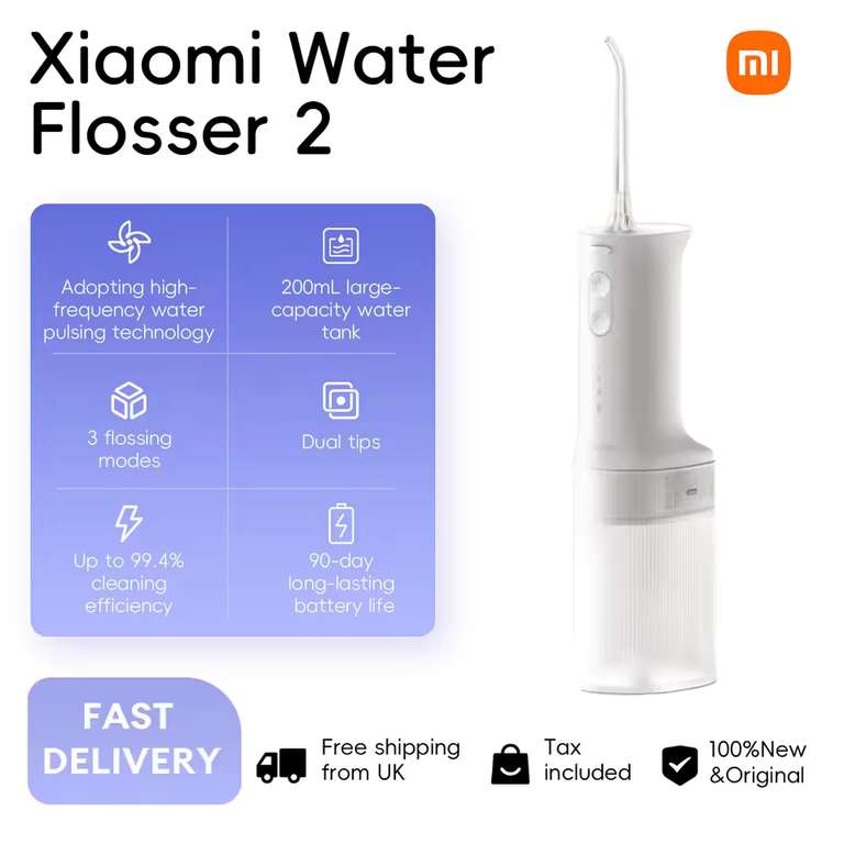 Xiaomi Portable Electric Water Flosser 2 EU, 200ml Type-C @ Xiaomi Tech World Store [UK Stock]