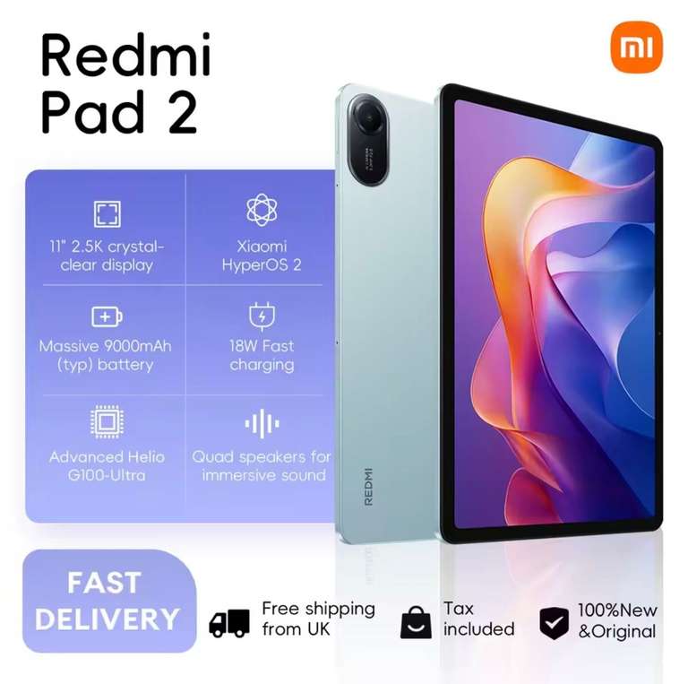 Xiaomi Redmi Pad 2 Pro Gey 6+128GB WIFI 6 SD 7s Gen 4 12.1" 2.5K 120Hz Display 12000mAh 33W - With Code - Sold By Xiaomi Tech World Store