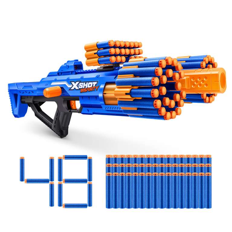 XSHOT Insanity Berzerko Blaster by ZURU - 48 Air Pocket Darts, Rotating 8-Dart Barrel