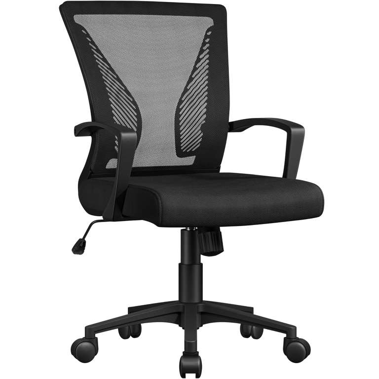 Yaheetech Adjustable Office Swivel Chair, Black