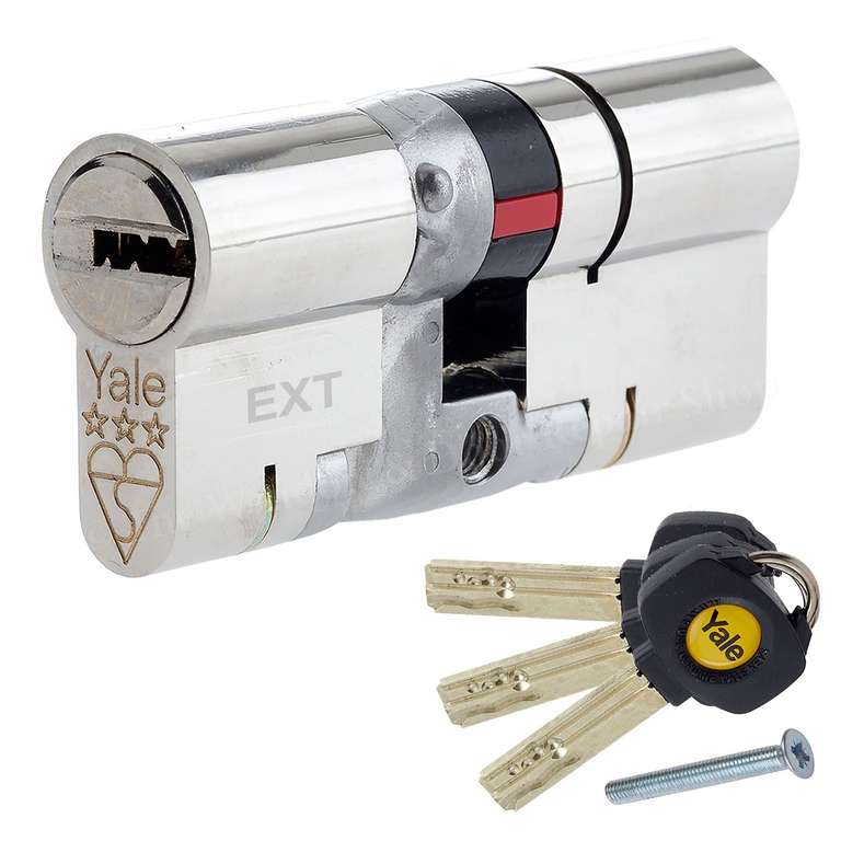 Yale P-YS3-4040N Anti-Snap 3 Star Euro Double Lock Cylinder, High Security, 40:40 (80mm), Nickel Finish