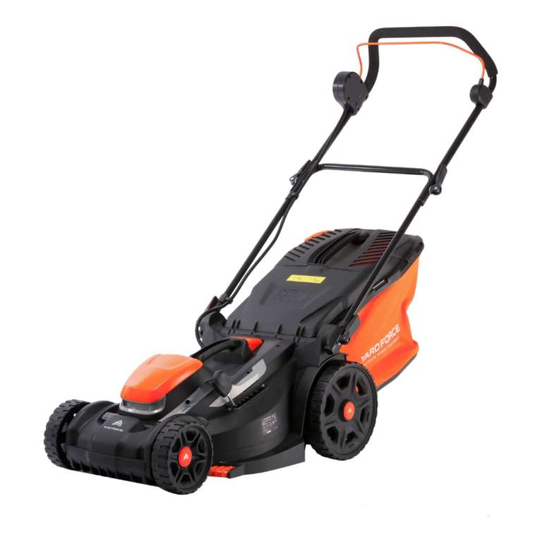 Yard Force LM G37A 40V Cordless Brushless Lawn Mower with 2.5Ah Battery & Charger, 37cm Cutting Width, Rear Roller for Striped Lawn