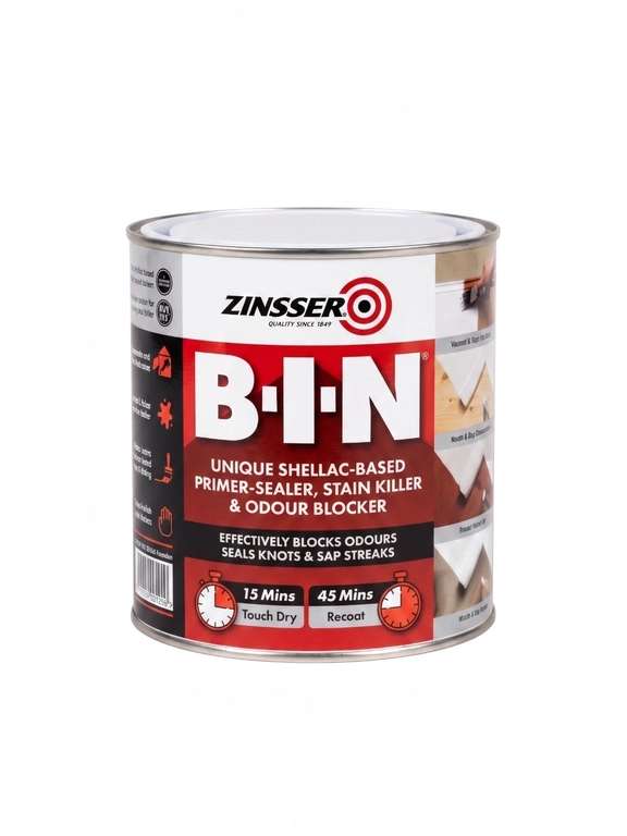 Zinsser B-I-N Primer Sealer Paint White 1L @ ShopForRetail