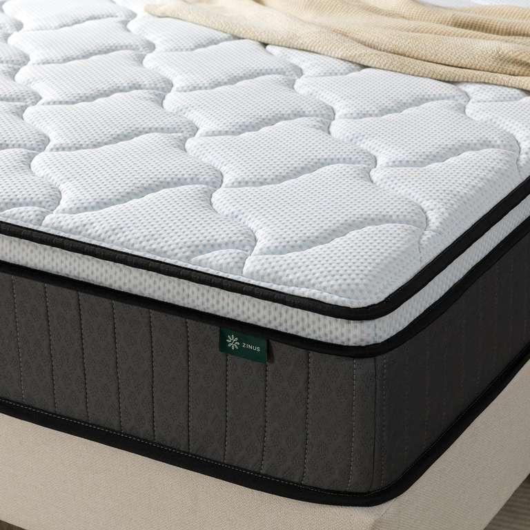 Zinus 3ft Single Mattress Memory Foam and Pocket Spring - (90 x 190 cm) - 10'' Height - Tight Top - Medium Firm